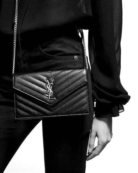 ysl envelope chain wallet all black|YSL cassandra wallet on chain.